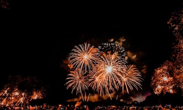 Imagem de fogos de artifício celebrando ilustrando o ano novo.