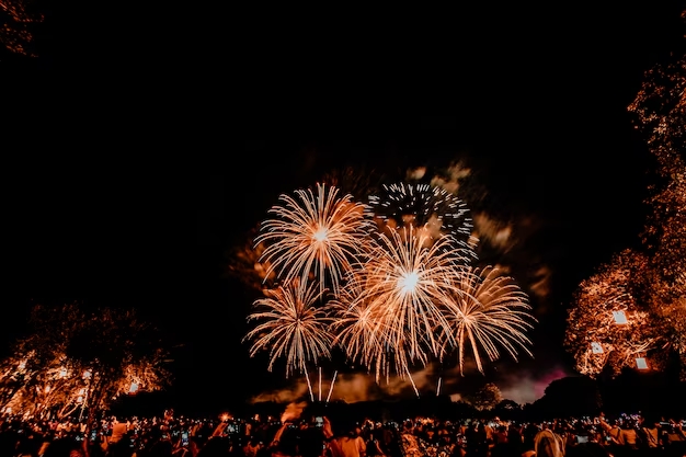 Imagem de fogos de artifício celebrando ilustrando o ano novo.